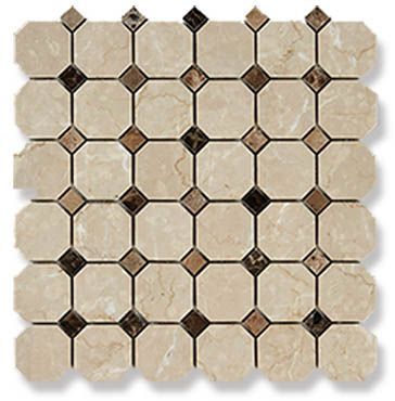 Мозаика Botticino Fiorito + Dark Imperador (4.9x4.9x1)/(1.5x1.5x1) 30.5x30.5 от Art&Natura (Италия)