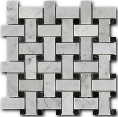 Мозаика Bianco Carrara + Nero Marquina (3x6x1)/(1.5x1.5x1) 30.5x30.5 от Art&Natura (Италия)