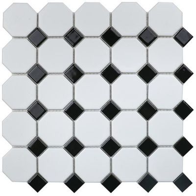 Мозаика Octagon small White/Black Matt (IDLA2575) 29.5x29.5 от StarMosaic (Китай)