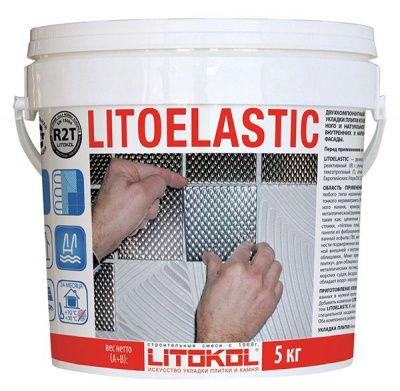 Клей Litoelastic (A)+(B) белый (ведро 4,5кг+ведро 0,5 кг) от Litokol (Россия)