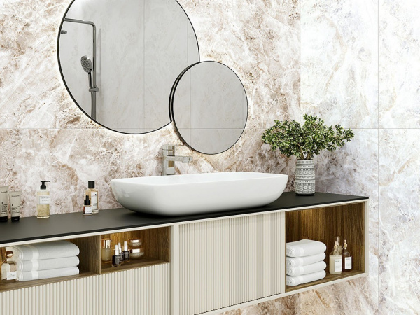 На фото Плитка WAVE (Alma Ceramica)