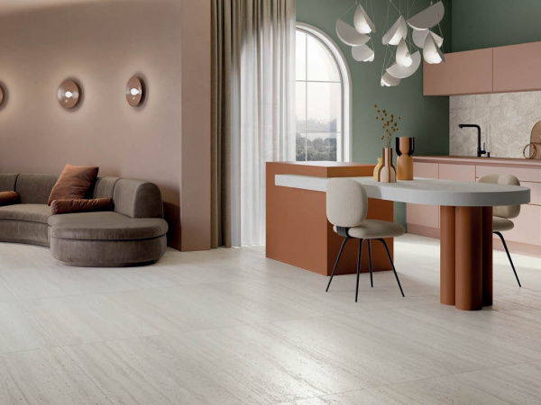 Керамогранит под травертин  SENSI ROMA (ABK) Италия На фото Плитка SENSI ROMA (ABK Ceramiche)