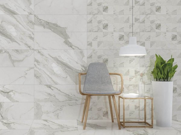 На фото Плитка CALACATTA ART GOLD/SILVER (Artcer)