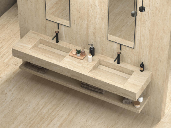 На фото Плитка MARVEL TRAVERTINE (Atlas Concorde Италия)