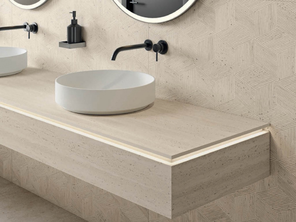 Керамогранит под травертин  SENSI ROMA (ABK) Италия На фото Плитка SENSI ROMA (ABK Ceramiche)